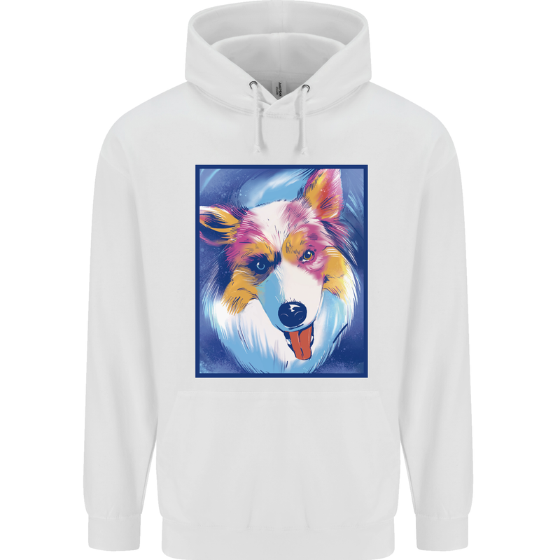 Abstract Australian Shepherd Dog Mens 80% Cotton Hoodie White