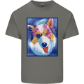Abstract Australian Shepherd Dog Mens Cotton T-Shirt Tee Top Charcoal