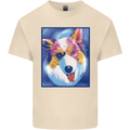 Abstract Australian Shepherd Dog Mens Cotton T-Shirt Tee Top Natural
