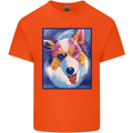 Abstract Australian Shepherd Dog Mens Cotton T-Shirt Tee Top Orange