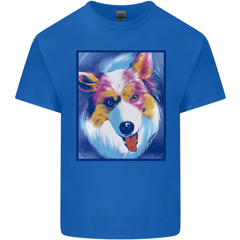 Abstract Australian Shepherd Dog Mens Cotton T-Shirt Tee Top Royal Blue