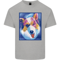 Abstract Australian Shepherd Dog Mens Cotton T-Shirt Tee Top Sports Grey