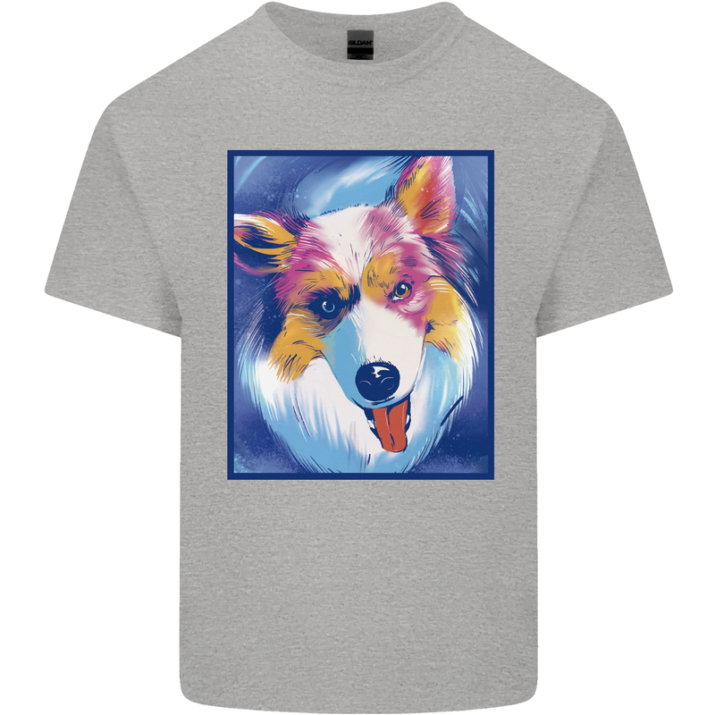 Abstract Australian Shepherd Dog Mens Cotton T-Shirt Tee Top Sports Grey
