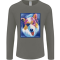 Abstract Australian Shepherd Dog Mens Long Sleeve T-Shirt Charcoal