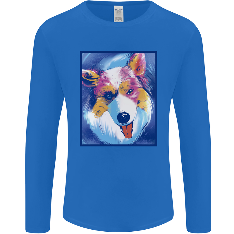 Abstract Australian Shepherd Dog Mens Long Sleeve T-Shirt Royal Blue