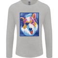 Abstract Australian Shepherd Dog Mens Long Sleeve T-Shirt Sports Grey