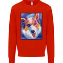 Abstract Australian Shepherd Dog Mens Sweatshirt Jumper Bright Red