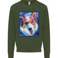 Abstract Australian Shepherd Dog Mens Sweatshirt Jumper Forest Green