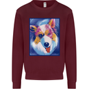Abstract Australian Shepherd Dog Mens Sweatshirt Jumper Maroon