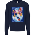 Abstract Australian Shepherd Dog Mens Sweatshirt Jumper Navy Blue