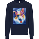 Abstract Australian Shepherd Dog Mens Sweatshirt Jumper Navy Blue