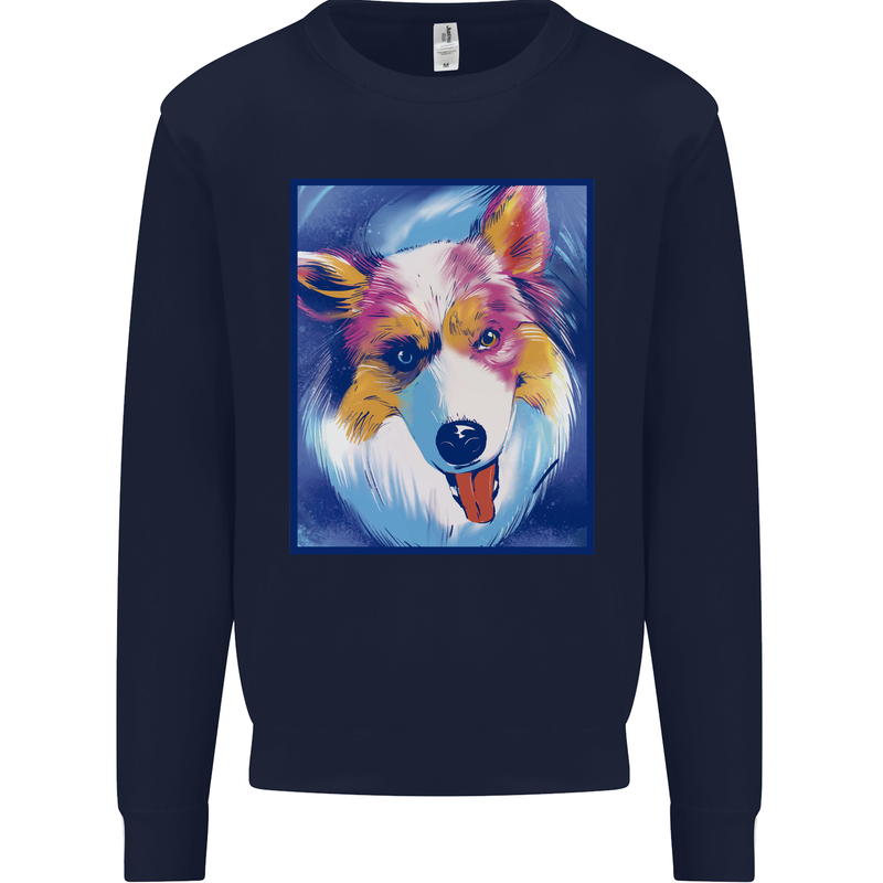 Abstract Australian Shepherd Dog Mens Sweatshirt Jumper Navy Blue