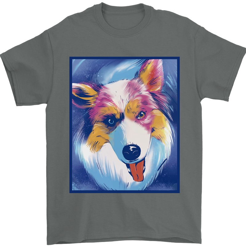 Abstract Australian Shepherd Dog Mens T-Shirt 100% Cotton Charcoal