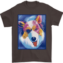 Abstract Australian Shepherd Dog Mens T-Shirt 100% Cotton Dark Chocolate