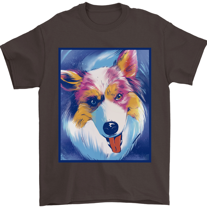Abstract Australian Shepherd Dog Mens T-Shirt 100% Cotton Dark Chocolate