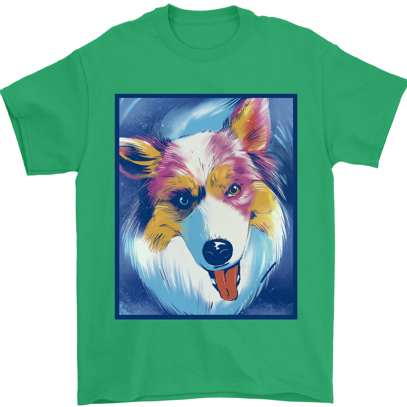 Abstract Australian Shepherd Dog Mens T-Shirt 100% Cotton Irish Green