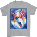Abstract Australian Shepherd Dog Mens T-Shirt 100% Cotton Sports Grey
