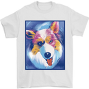 Abstract Australian Shepherd Dog Mens T-Shirt 100% Cotton White