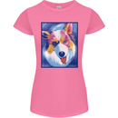 Abstract Australian Shepherd Dog Womens Petite Cut T-Shirt Azalea