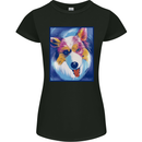 Abstract Australian Shepherd Dog Womens Petite Cut T-Shirt Black