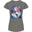 Abstract Australian Shepherd Dog Womens Petite Cut T-Shirt Charcoal