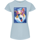 Abstract Australian Shepherd Dog Womens Petite Cut T-Shirt Light Blue