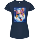 Abstract Australian Shepherd Dog Womens Petite Cut T-Shirt Navy Blue