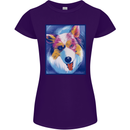 Abstract Australian Shepherd Dog Womens Petite Cut T-Shirt Purple