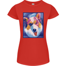 Abstract Australian Shepherd Dog Womens Petite Cut T-Shirt Red