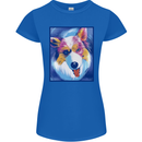 Abstract Australian Shepherd Dog Womens Petite Cut T-Shirt Royal Blue