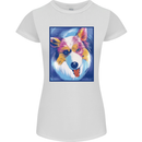 Abstract Australian Shepherd Dog Womens Petite Cut T-Shirt White