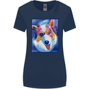 Abstract Australian Shepherd Dog Womens Wider Cut T-Shirt Navy Blue