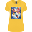 Abstract Australian Shepherd Dog Womens Wider Cut T-Shirt Yellow