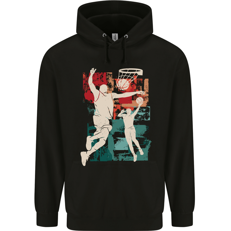 Abstract Basketball Design Mens 80% Cotton Hoodie Black