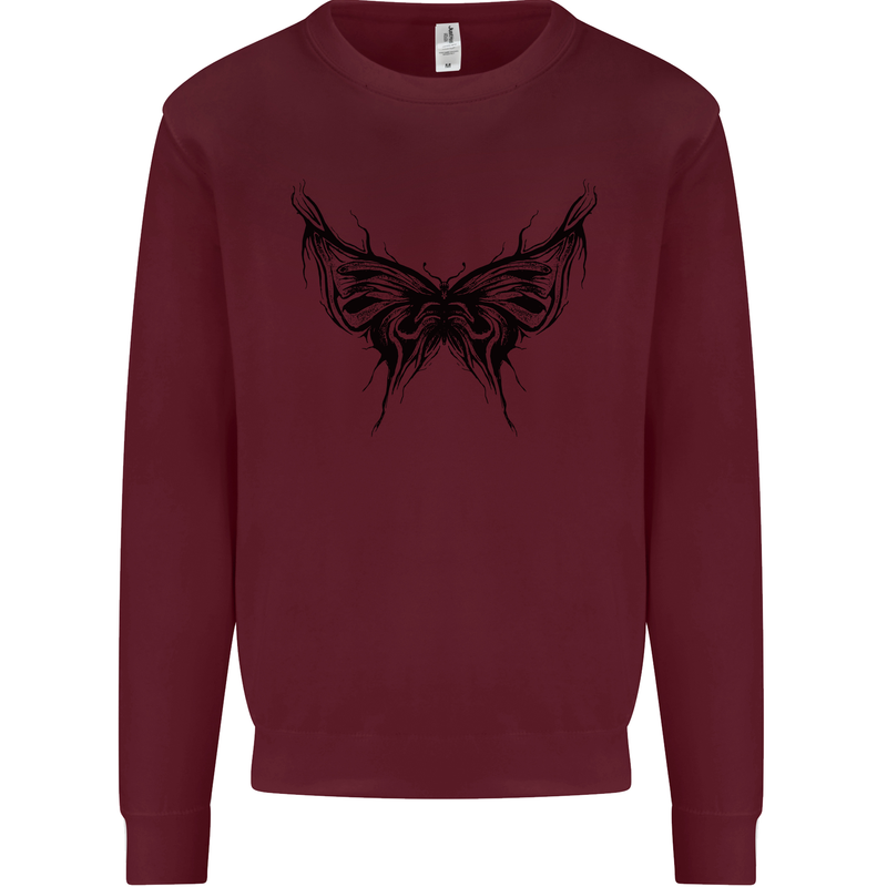 Abstract Butterfly Kids Sweatshirt Jumper Maroon