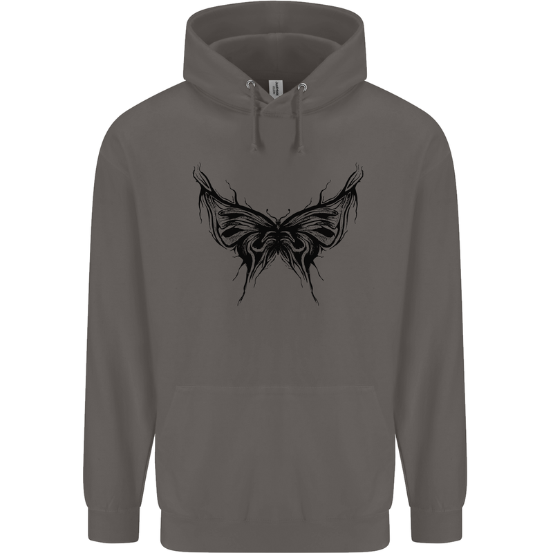 Abstract Butterfly Mens 80% Cotton Hoodie Charcoal