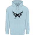 Abstract Butterfly Mens 80% Cotton Hoodie Light Blue