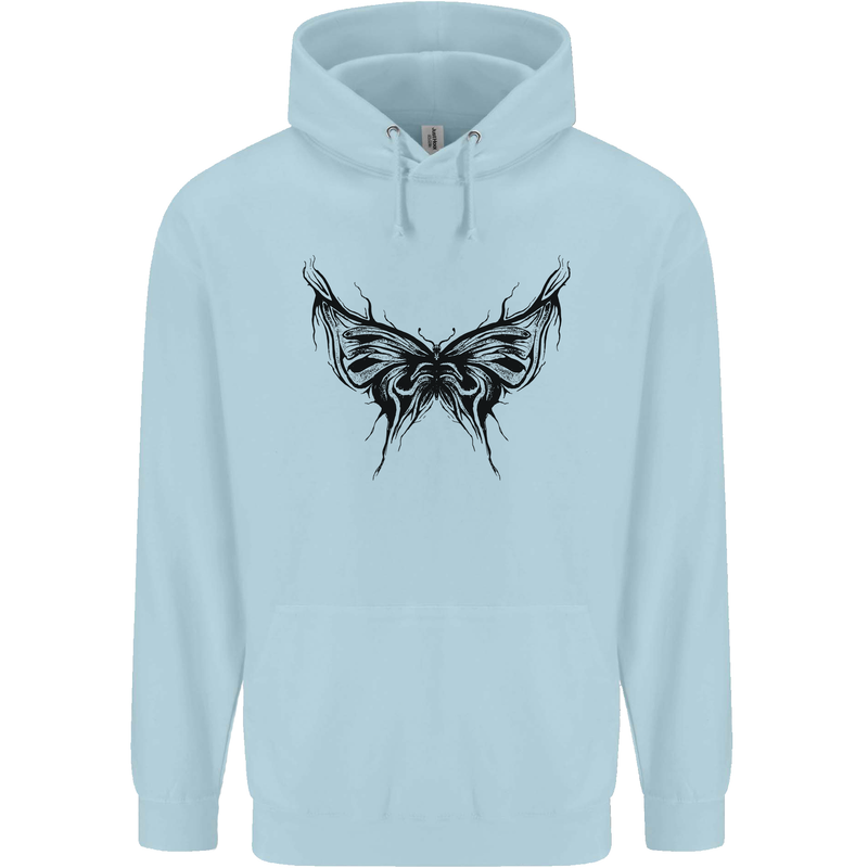 Abstract Butterfly Mens 80% Cotton Hoodie Light Blue