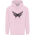 Abstract Butterfly Mens 80% Cotton Hoodie Light Pink