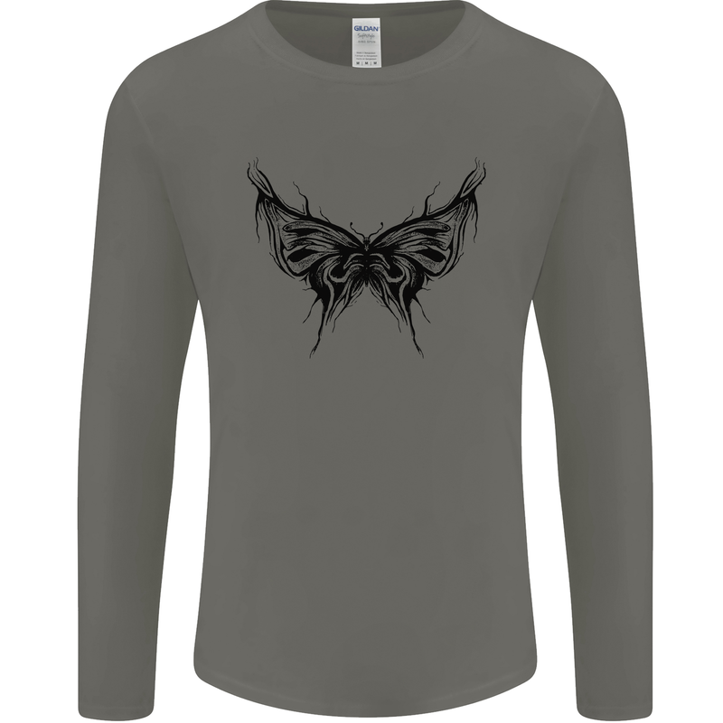 Abstract Butterfly Mens Long Sleeve T-Shirt Charcoal