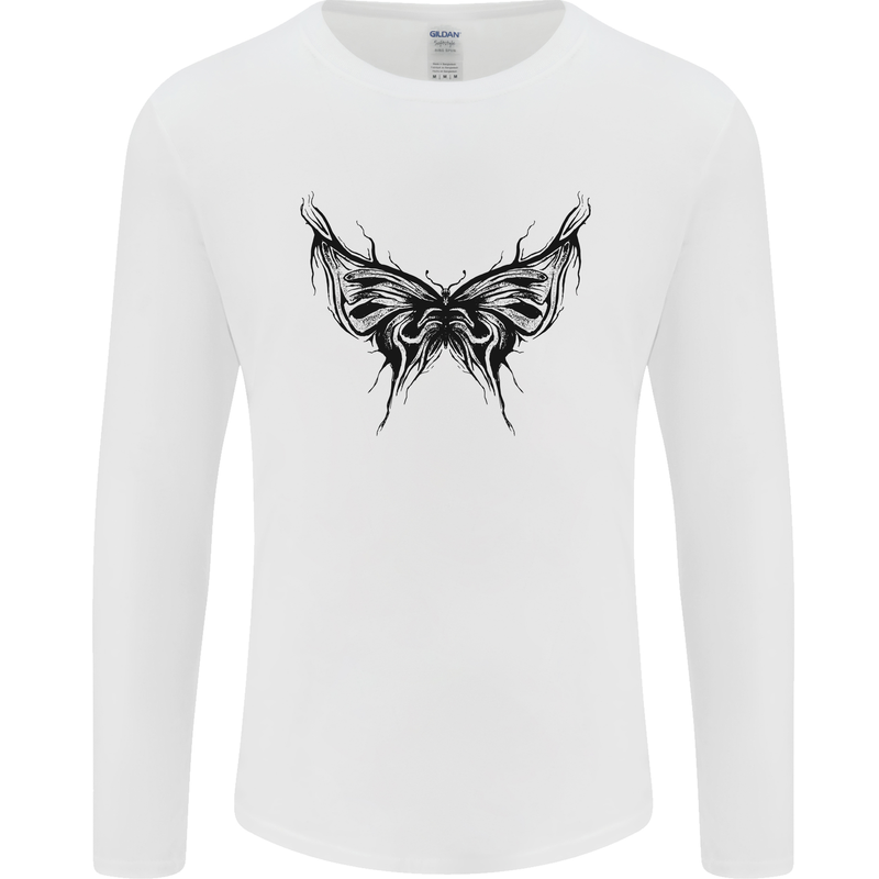 Abstract Butterfly Mens Long Sleeve T-Shirt White