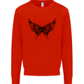 Abstract Butterfly Mens Sweatshirt Jumper Bright Red