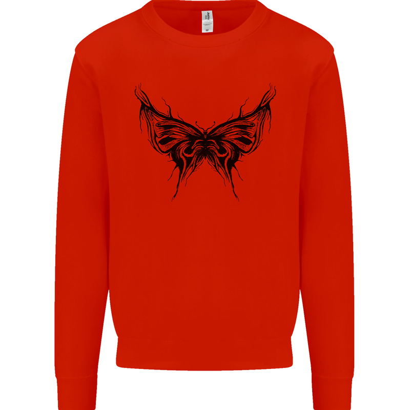 Abstract Butterfly Mens Sweatshirt Jumper Bright Red