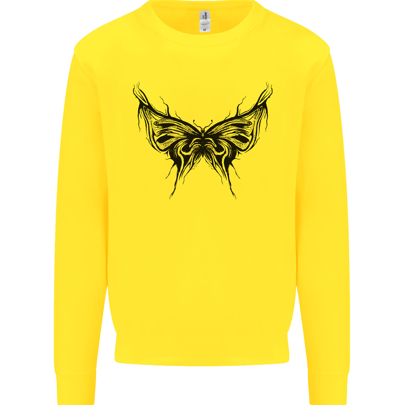 Abstract Butterfly Mens Sweatshirt Jumper Yellow