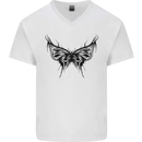 Abstract Butterfly Mens V-Neck Cotton T-Shirt White