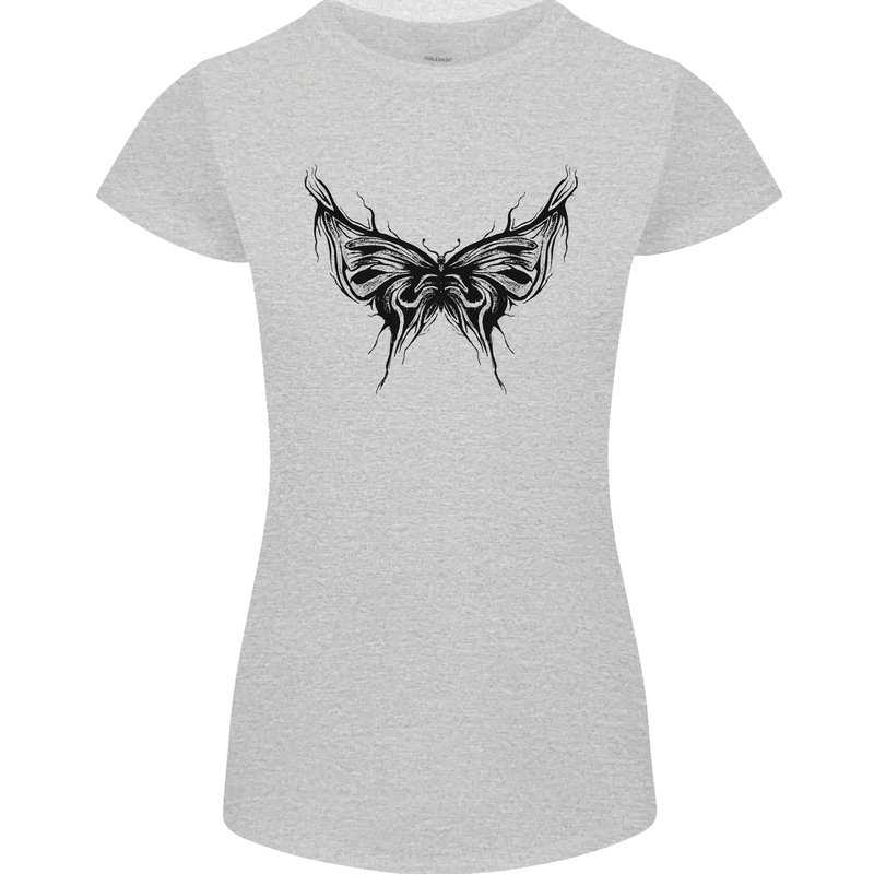 Abstract Butterfly Womens Petite Cut T-Shirt Sports Grey
