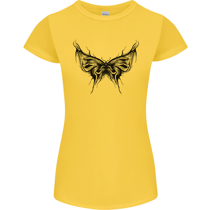 Abstract Butterfly Womens Petite Cut T-Shirt Yellow