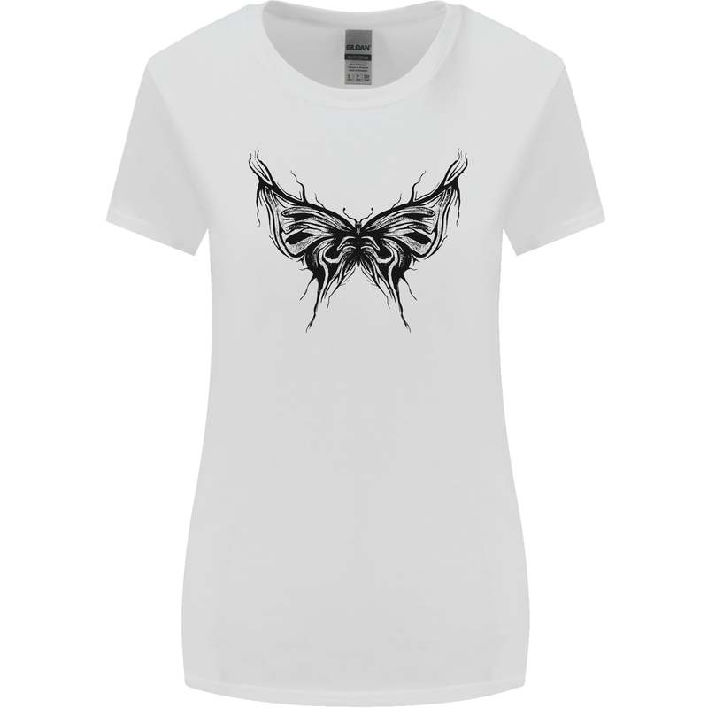 Abstract Butterfly Womens Wider Cut T-Shirt White