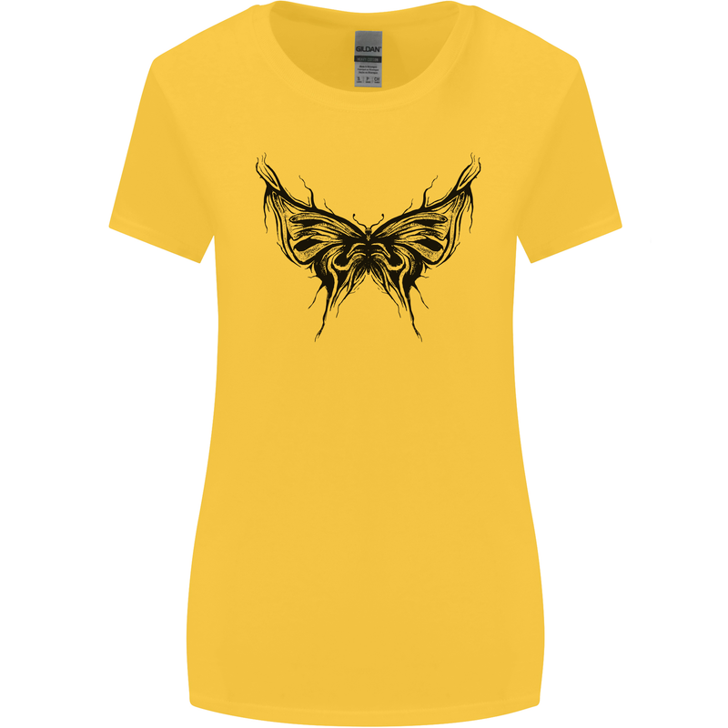 Abstract Butterfly Womens Wider Cut T-Shirt Yellow