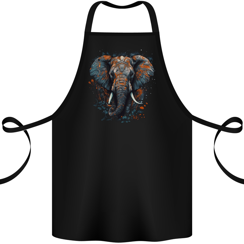 Abstract Elephant Cotton Apron 100% Organic Black